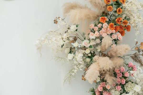 Virág Háttér Színes Háttér Friss Rózsa Háttér Esküvő Csomó Flowe — Stock Fotó