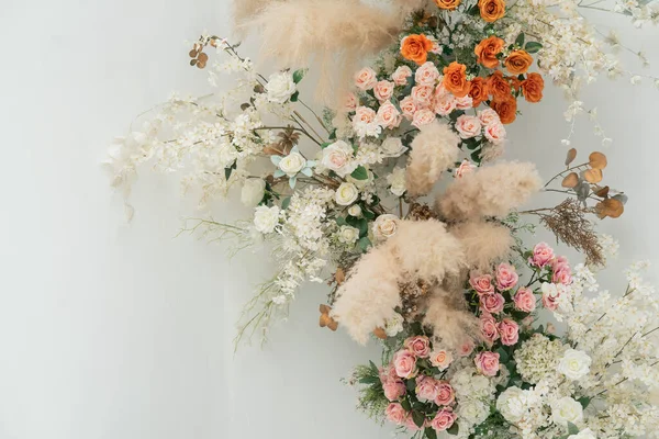 Virág Háttér Színes Háttér Friss Rózsa Háttér Esküvő Csomó Flowe — Stock Fotó