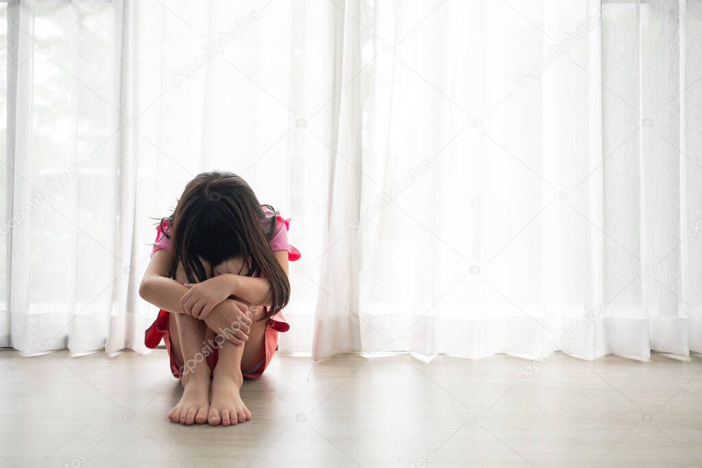 Children crying, little girl feeling sad, kid unhapp