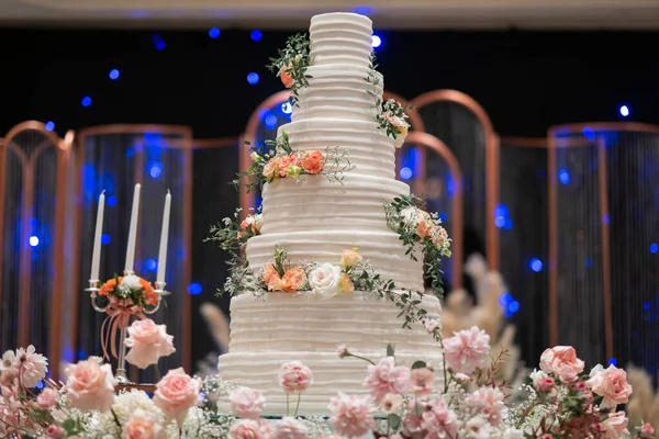 Bolo Casamento Bonito Com Backgroun Borrão — Fotografia de Stock