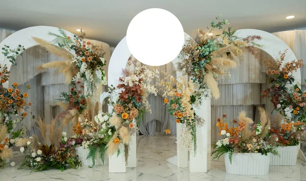 Tło Ślubu Dekoracje Kwiatowe — Zdjęcie stockowe