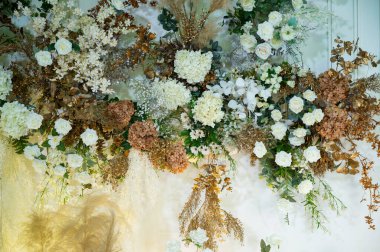 düğün çiçeği arkaplanı, renkli arka plan, taze gül, bir demet flowe