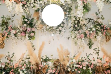 düğün çiçeği arkaplanı, renkli arka plan, taze gül, bir demet flowe