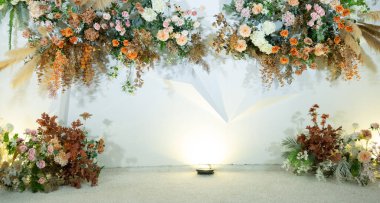 düğün çiçeği arkaplanı, renkli arka plan, taze gül, bir demet flowe