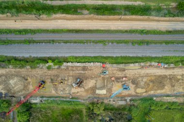 Demiryolu hattının uçan insansız hava aracı görüntüsü