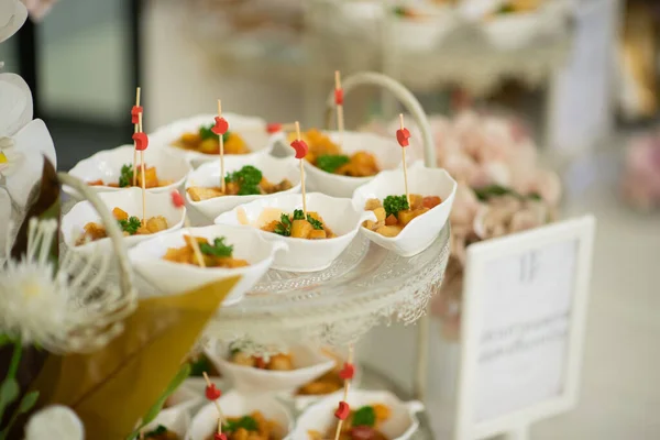 Catering Food Dessert Sweet Mini Canapes Snacks Appetizers Food Event — Stock Photo, Image