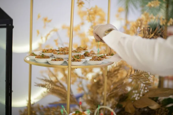 Catering Food Dessert Sweet Mini Canapes Snacks Appetizers Food Event — Stock Photo, Image