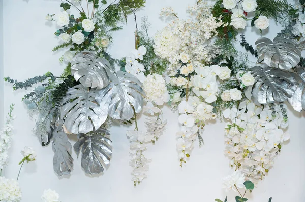 Esküvő Virág Háttér Színes Háttér Friss Rózsa Csomó Flowe — Stock Fotó