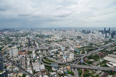 Şehrin en üst manzarası, Bangkok binası, şehir merkezi.