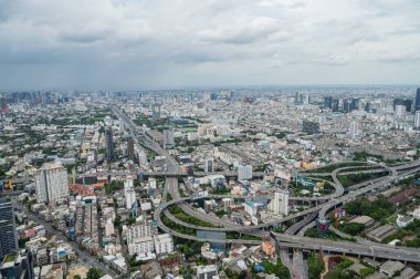 Şehrin en üst manzarası, Bangkok binası, şehir merkezi.