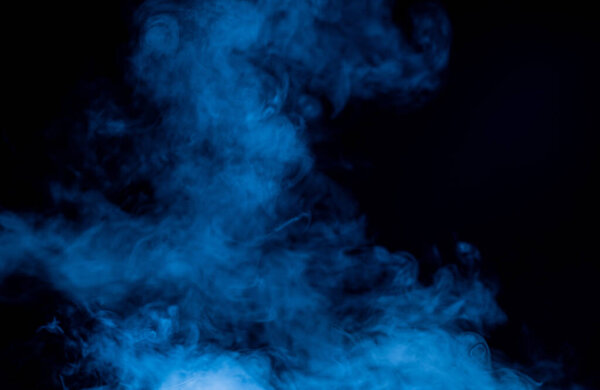 Blue smoke with black background, clou