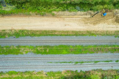 Demiryolu hattının uçan insansız hava aracı görüntüsü