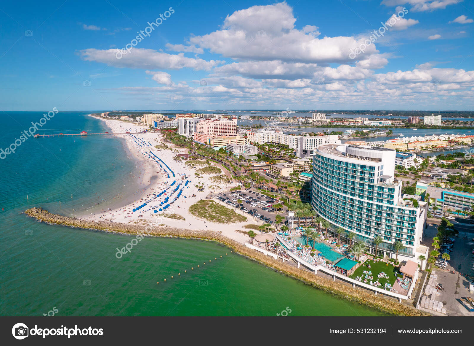 Panorama Isla Ciudad Clearwater Beach Vacaciones Verano Florida Hermosa  Vista — Foto editorial de stock ©  #531232194