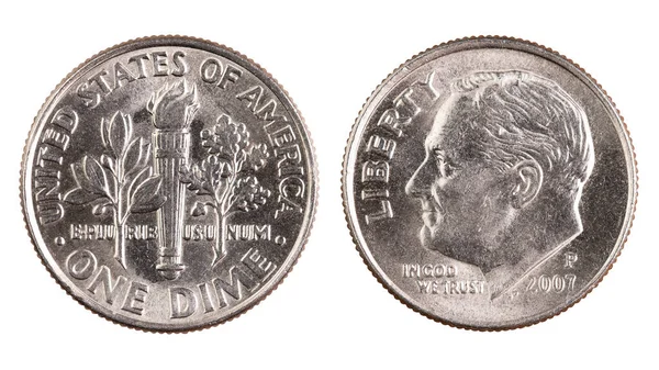 Uma Moeda Dime Ambos Lados Dinheiro Estados Unidos América 32O — Fotografia de Stock