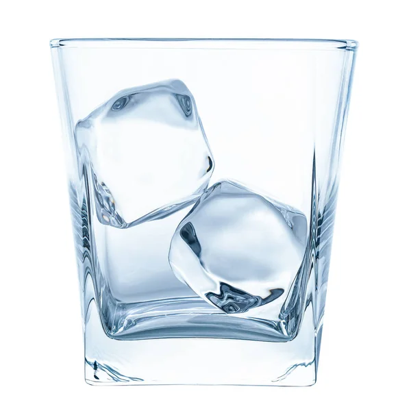 Ice Cubes Glass Whiskey Bourbon Brandy Glass Real Ice Cube — Zdjęcie stockowe