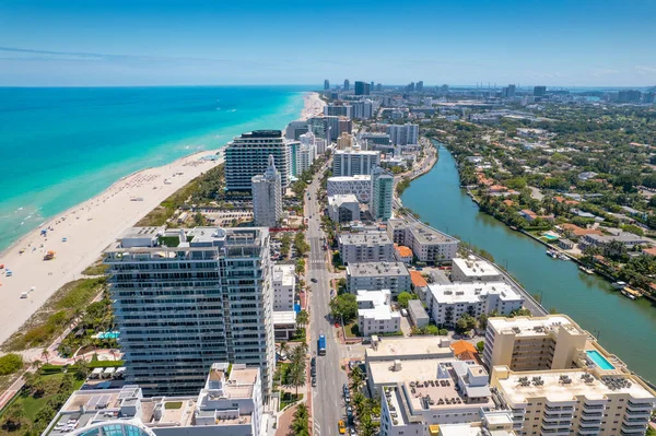 Miami Beach Florida Panorama Miami South Beach City Oceano Atlantico — Foto Stock