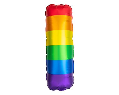 Gökkuşağı Helyum balonu. Gökkuşağı sembolü eşcinseller ve lezbiyenler LGBT, LGBTQ Pride. Gökkuşağı renkleri. Parti için iyi, tebrik kartı. Yüksek çözünürlüklü. Beyaz arka planda izole edilmiş. Alfabe.