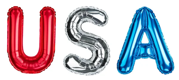 Usa America English Alphabet Letters Helium Balloon American Flag Colors — Stock Photo, Image