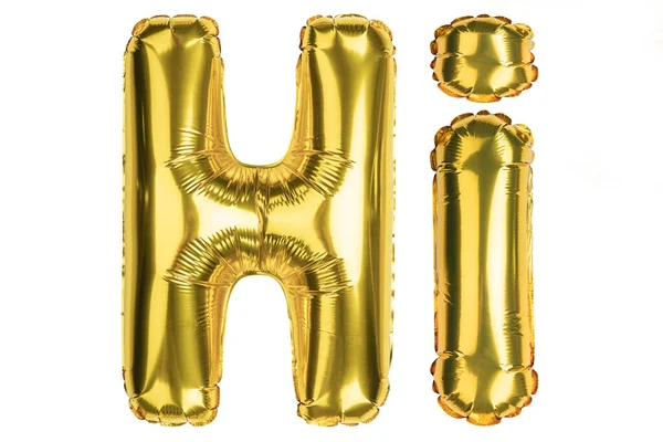 Hello Balloons Yellow Gold Foil Helium Balloon Word Good Party — Fotografia de Stock