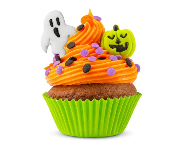 Pastel Halloween Calabaza Jack Linterna Fantasma Postre Fiesta Halloween Muffin —  Fotos de Stock