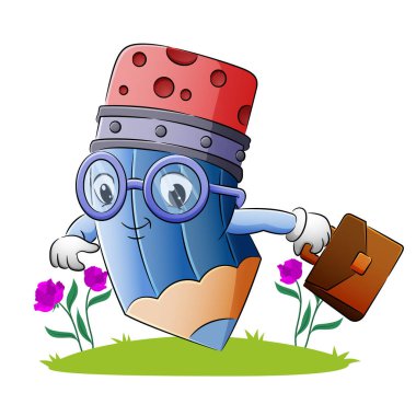 Kalem işçisi illüstrasyon ofisine gidiyor.