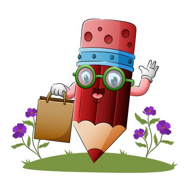 Kalem bir kese dolusu illüstrasyon tutuyor.