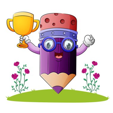 Kalem kazanan bir illüstrasyon ödülü tutuyor.