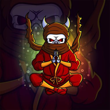 İllüstrasyonun büyü esport logo tasarımlı serin gaddar