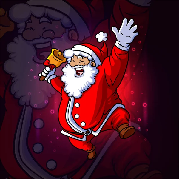 Santa Slaví Vánoční Den Esport Maskot Design Ilustrace — Stockový vektor