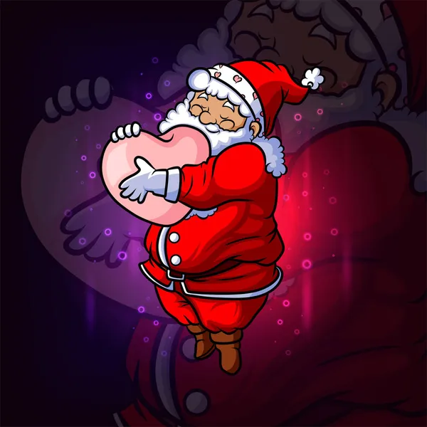 Père Noël Saint Valentin Esport Mascotte Design Illustration — Image vectorielle