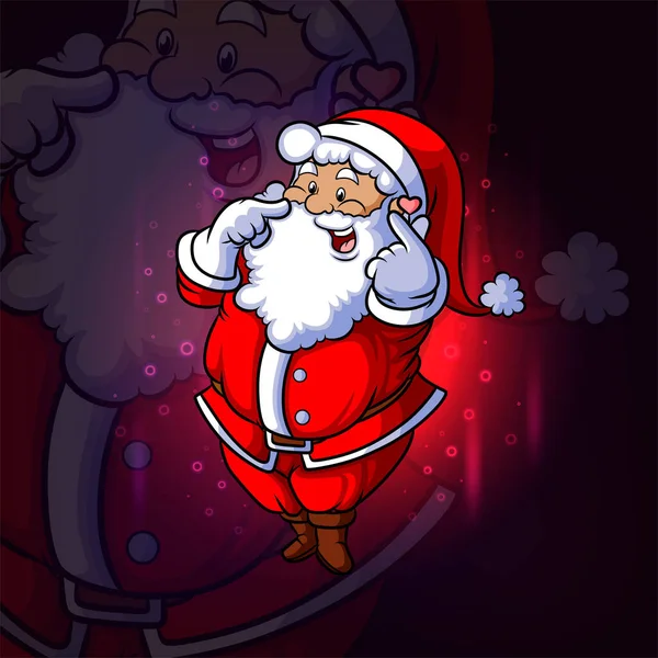 Papai Noel Está Dando Sinal Amor Mão Esport Mascote Design — Vetor de Stock