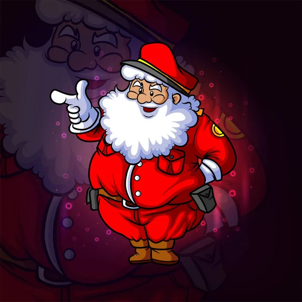 Policier Santa Esport Mascotte Design Illustration — Image vectorielle