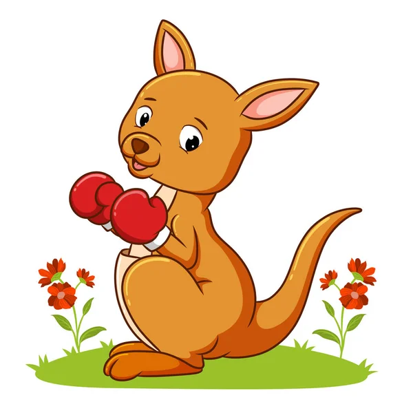 The boxing kangaroo is using the boxing gloves of illustration