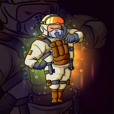 Savaş uçağı esport logo tasarımının pilotu.