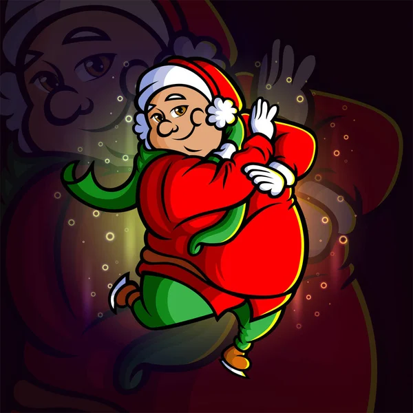 Clause Père Noël Danse Esport Mascotte Conception Illustration — Image vectorielle