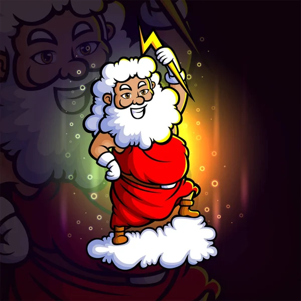 Santo Zeus Sostiene Diseño Ligero Del Logotipo Del Esport Ilustración — Vector de stock