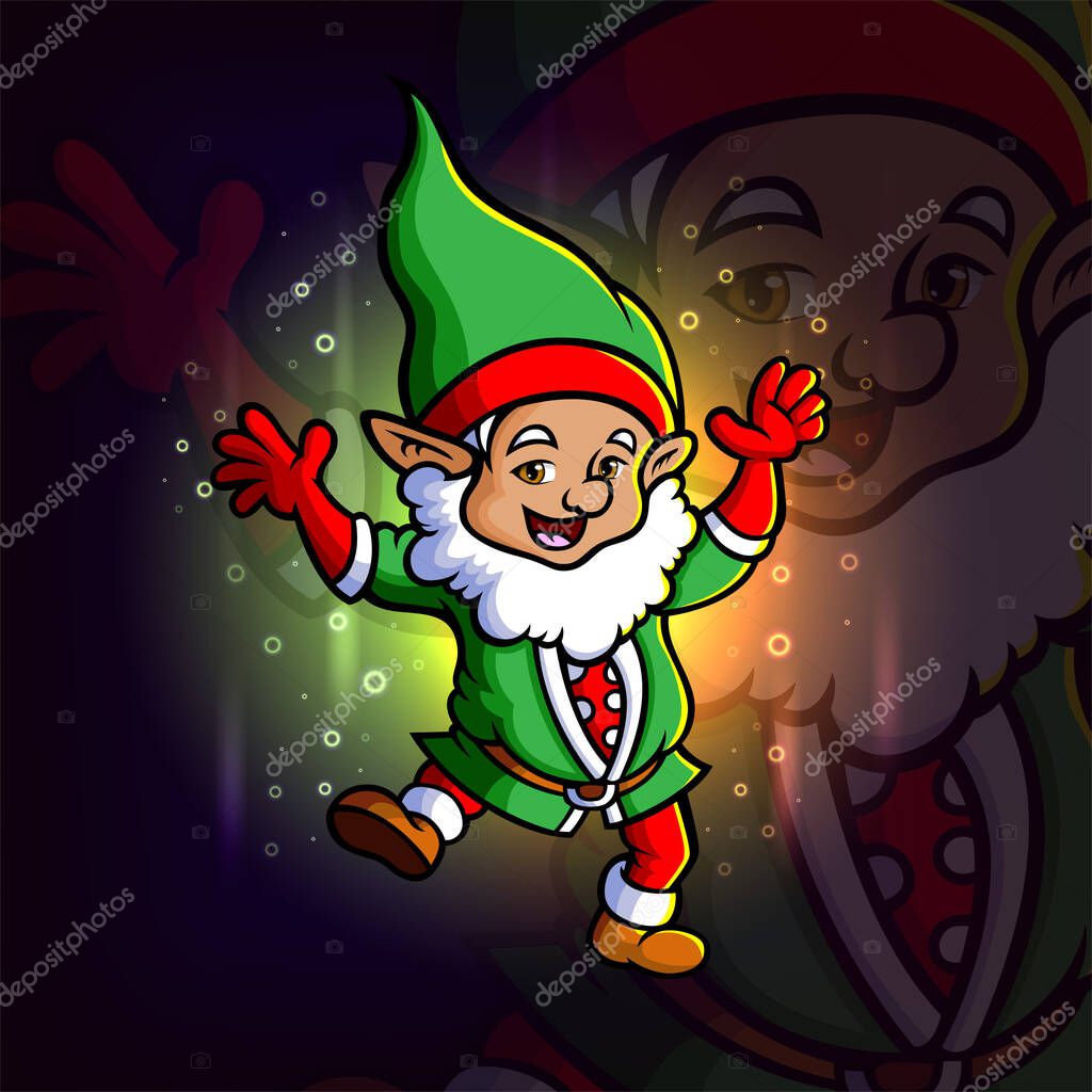 The happy dwarf is dancing esport logo design of illustration