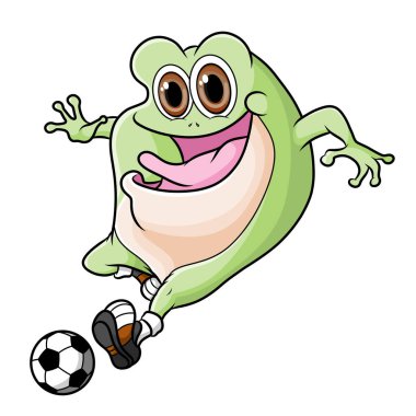 Sportif kurbağa çizimin mutlu yüzüyle skor yapıyor.
