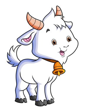 Çan boyunlu bebek keçi resimli poz veriyor.