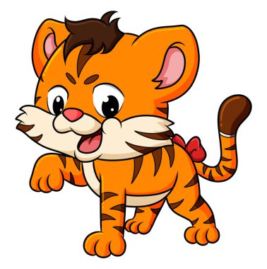 Şirin kaplan resimlerle sürünürken kükrüyor.