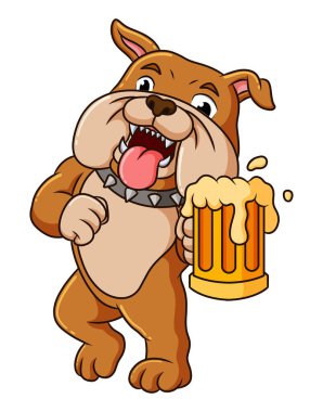 Buldog, illüstrasyon festivalinde kök birası içiyor.