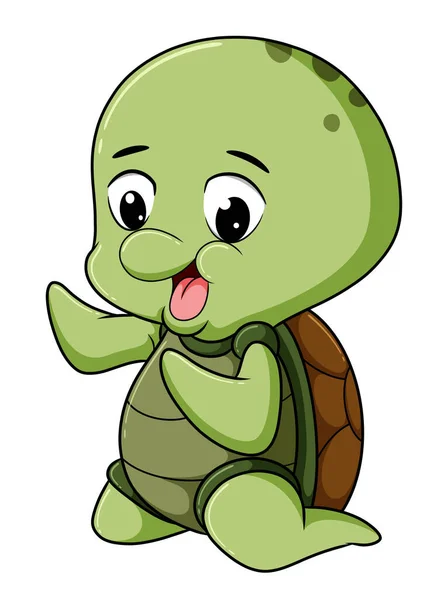 Petite Tortue Fait Geste Illustration — Image vectorielle