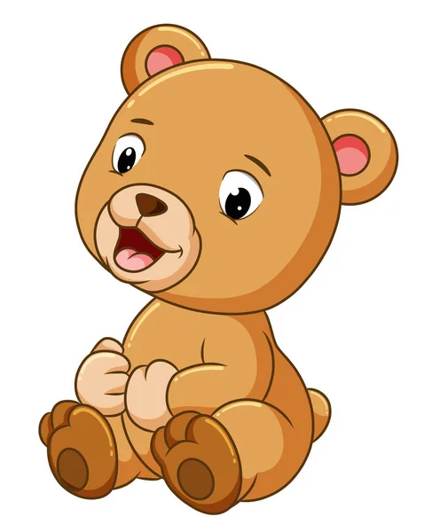 Лялька Плюшевого Ведмедя Сидить Щасливим Обличчям Ілюстрації — стоковий вектор