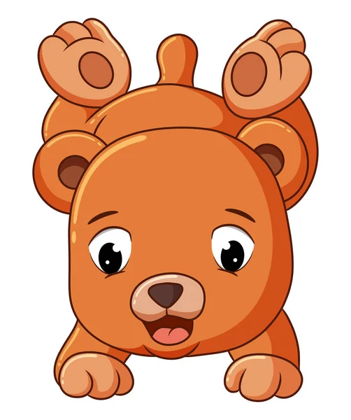 Teddybjörnen Gör Handställningen Illustration — Stock vektor