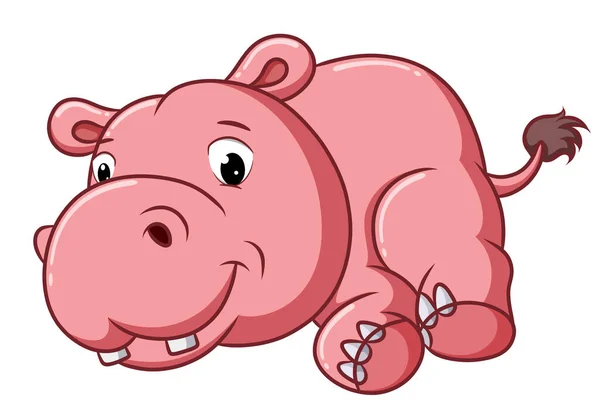 Big Hippopotamus Lying Cutely Illustration — Stock Vector