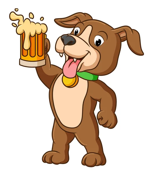 这只狗正在用带有插图的根茎啤酒来庆祝节日 — 图库矢量图片