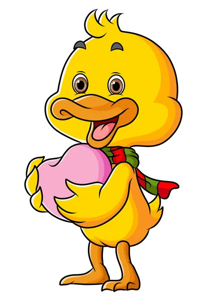 可爱的鸭子带来了心肝宝贝的图解 — 图库矢量图片