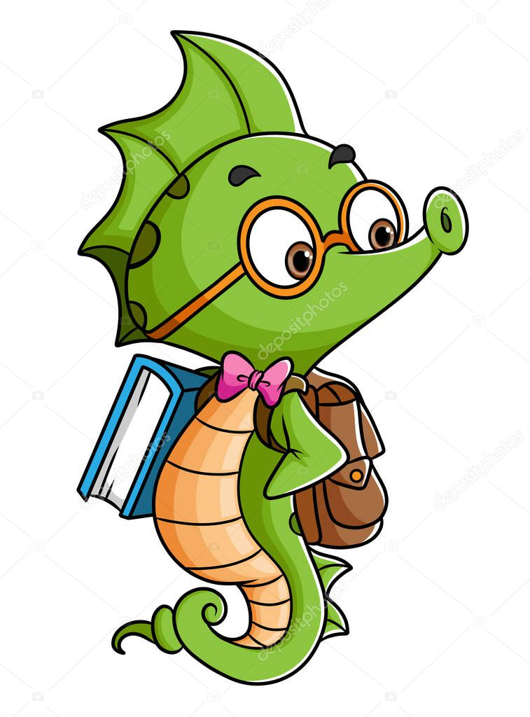 The seahorse student is ready for school of illustration