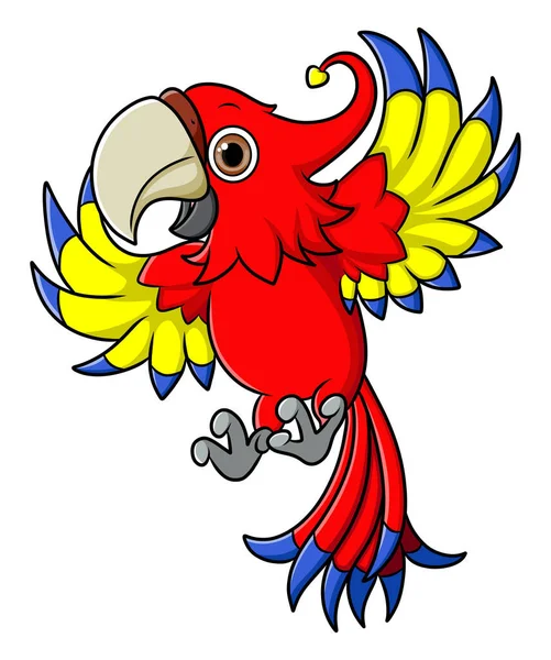 Wonderful Parrot Flying Posing Cutely Illustration — Stock Vector