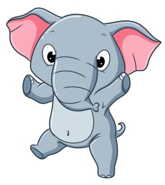 The happy elephant is dancing with the excited expression of illustration